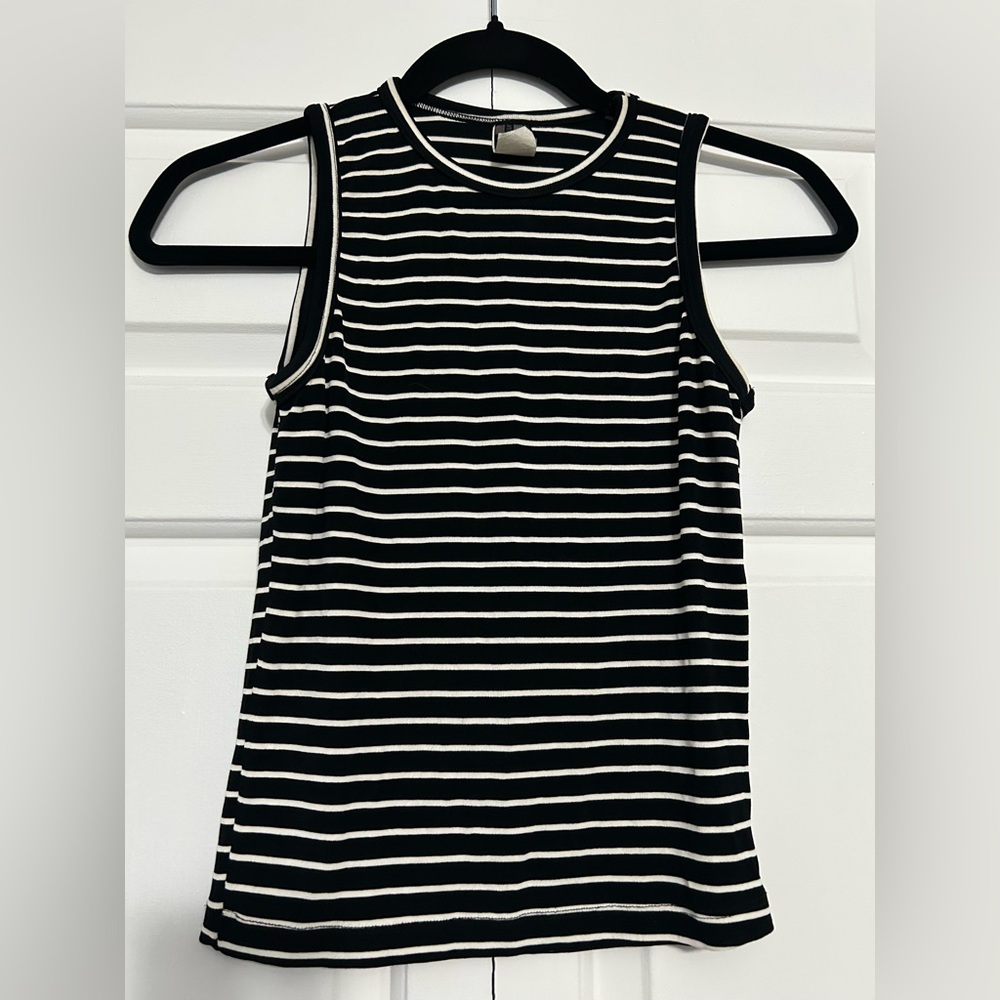 Vintage 90s Stretch Black and White Striped Tank Top